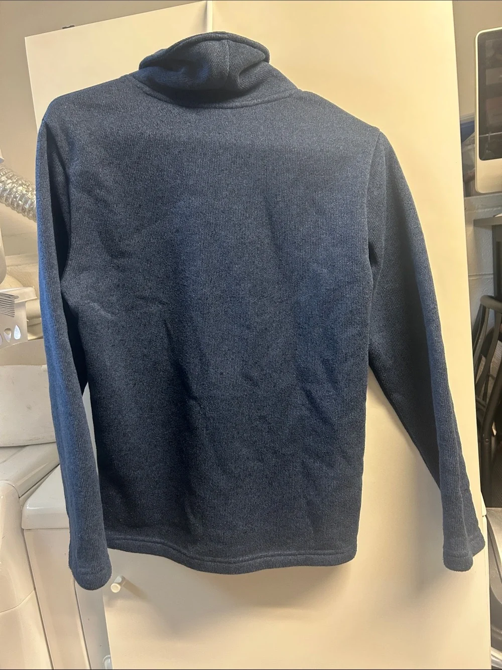 Kids Shawl-Collar Crewneck Sweater in Heather Blue